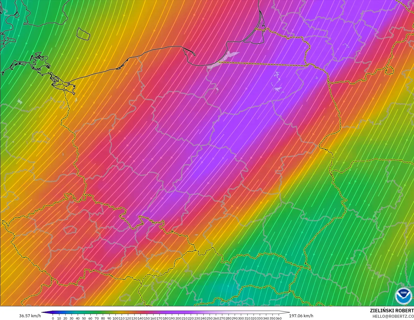 GFS model - Polonya, 300 hPa Rüzgârı (jet)