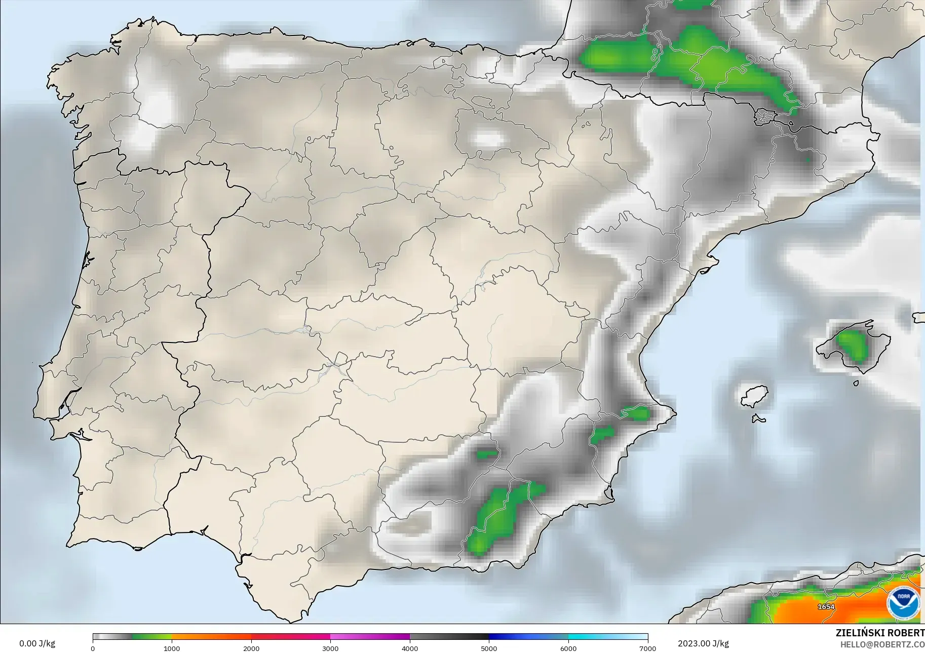 GFS model - İspanya, CAPE