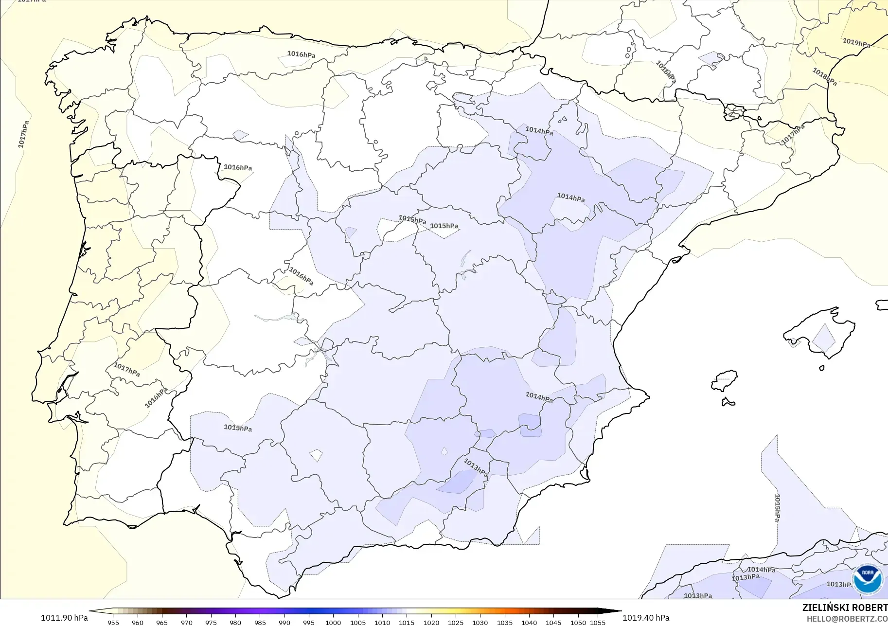 GFS model - İspanya, Basınç
