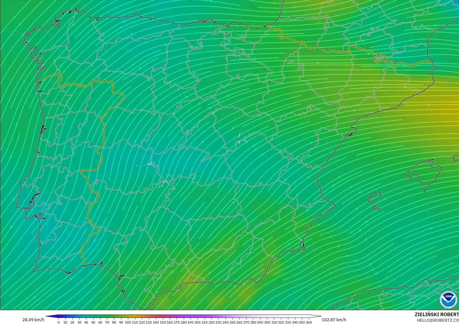 GFS model - İspanya, 300 hPa Rüzgârı (jet)