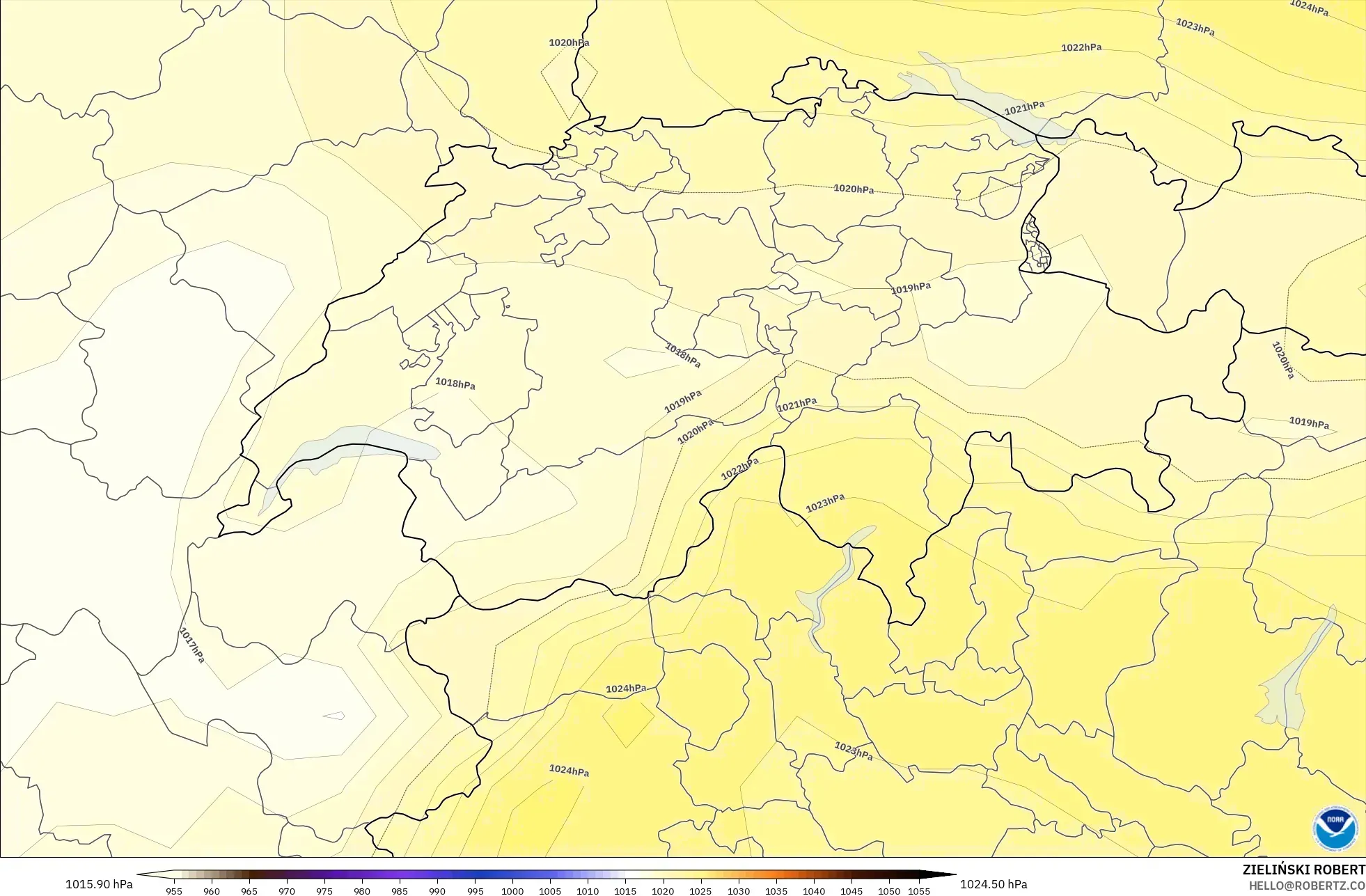 GFS model - İsviçre, Basınç