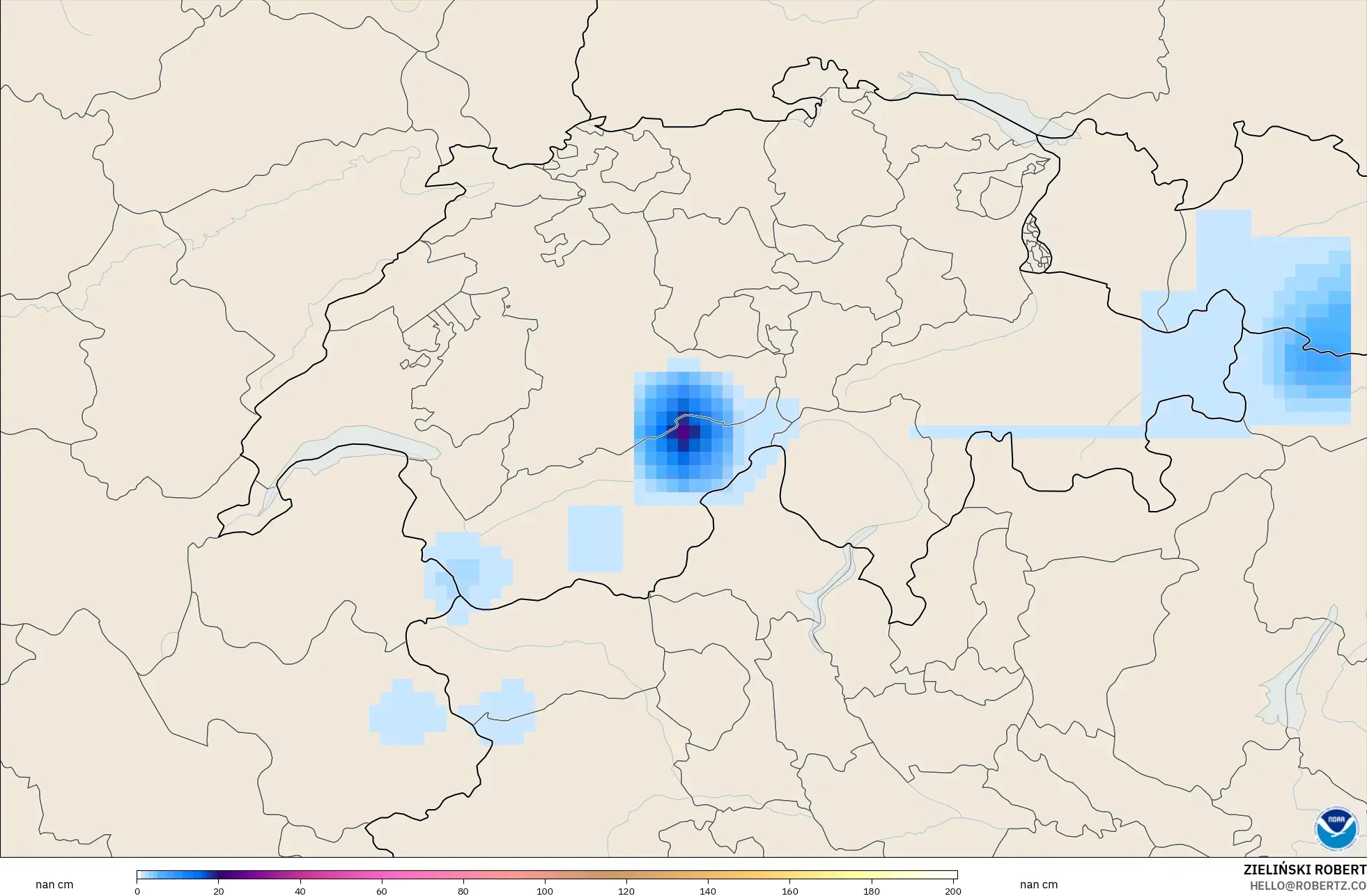 GFS model - İsviçre, Kar Kalınlığı