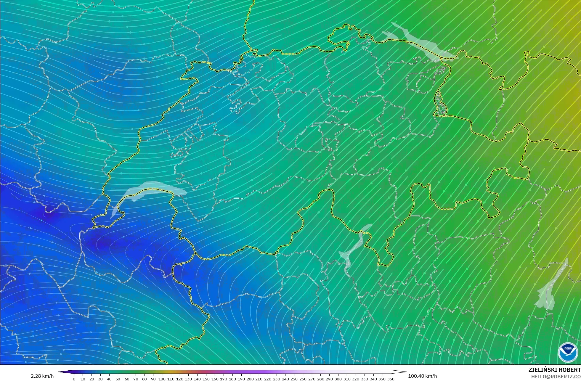 GFS model - İsviçre, 300 hPa Rüzgârı (jet)