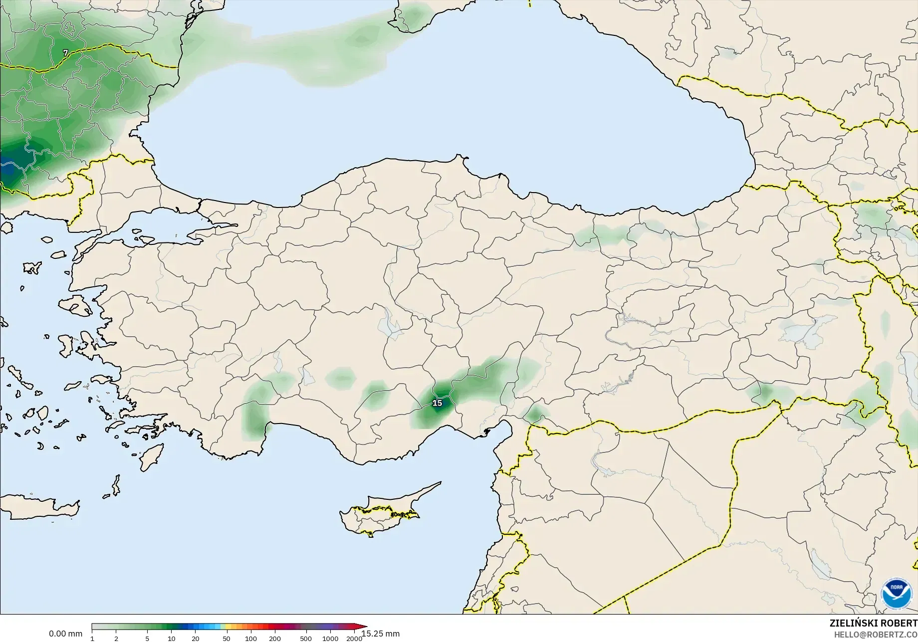 GFS model - Türkiye, Yağış Birikimi