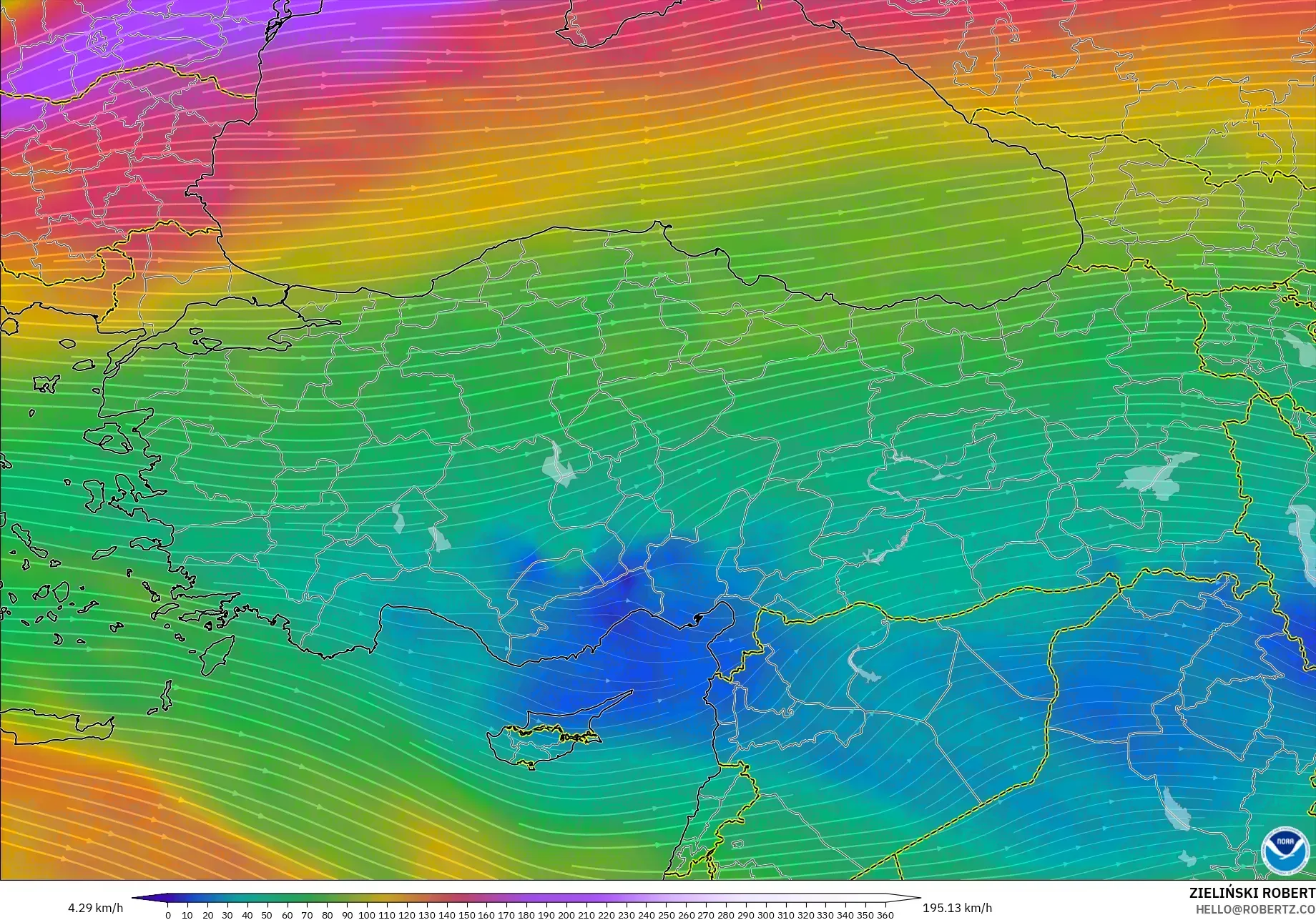 GFS model - Türkiye, 300 hPa Rüzgârı (jet)