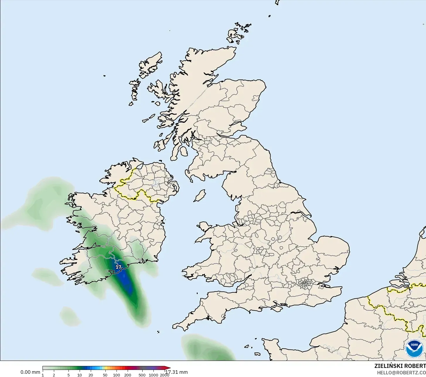 GFS model - Birleşik Krallık, Yağış Birikimi