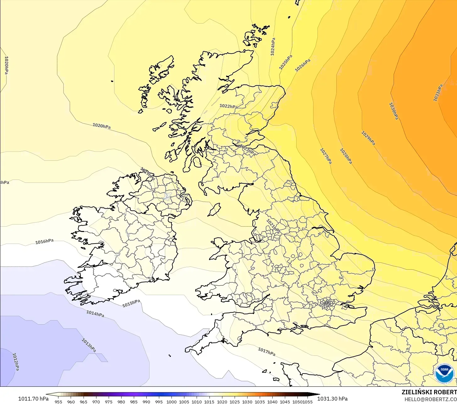 GFS model - Birleşik Krallık, Basınç