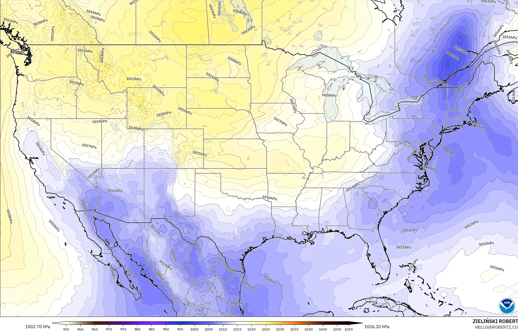 GFS model - Amerika Birleşik Devletleri, Basınç