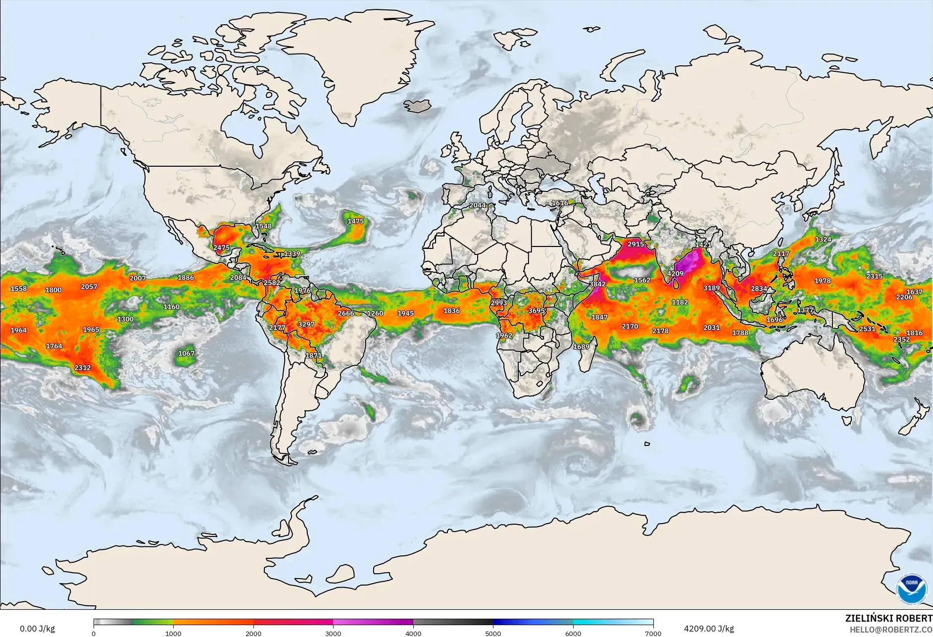 GFS model - Dünya, CAPE