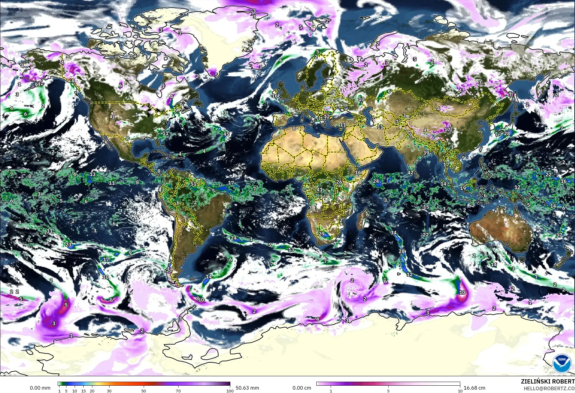 GFS model - Dünya, Yağış, Bulut ve Basınç