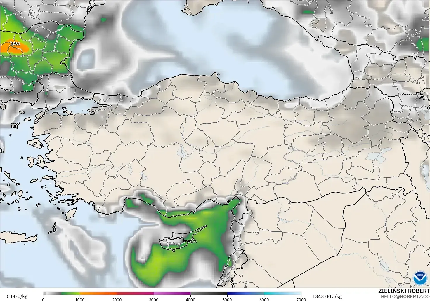 GFS model - Türkiye, CAPE