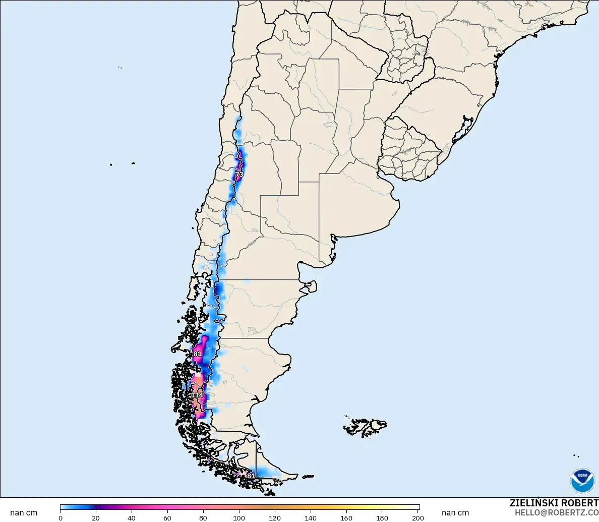 GFS model - Arjantin, Kar Kalınlığı