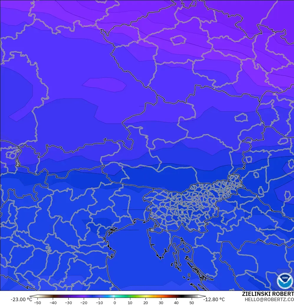 GFS model - Avusturya, 500 hPa Sıcaklık