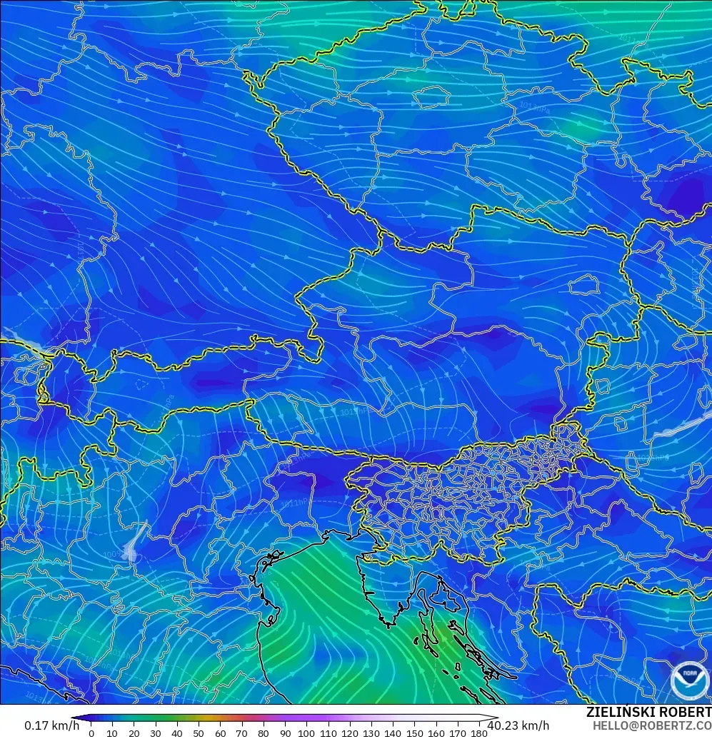 GFS model - Avusturya, 10 m Rüzgâr