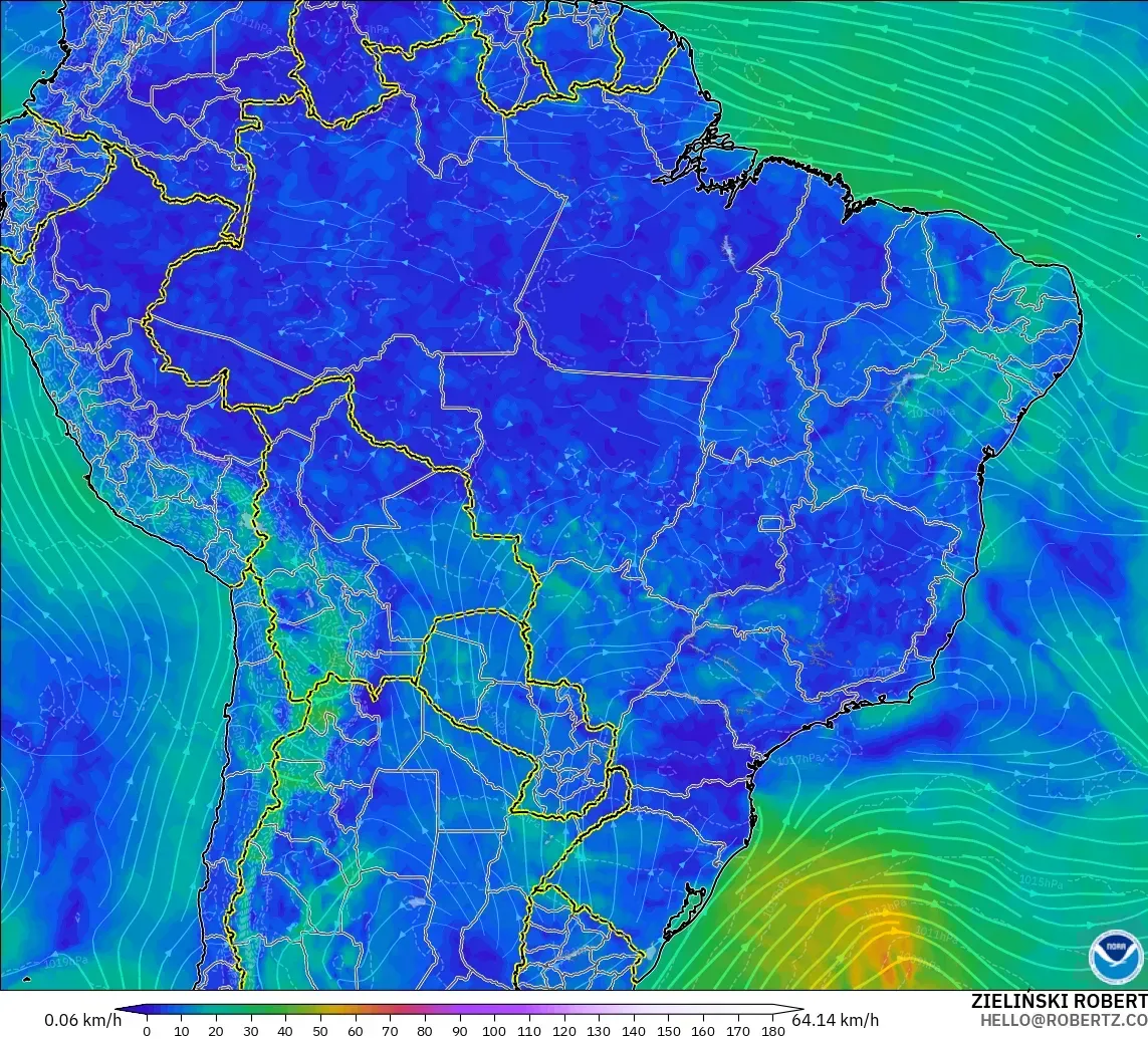 GFS model - Brezilya, 10 m Rüzgâr