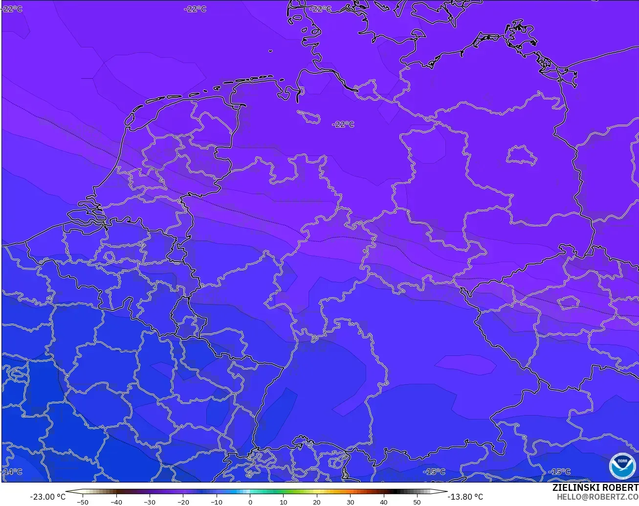 GFS model - Almanya, 500 hPa Sıcaklık