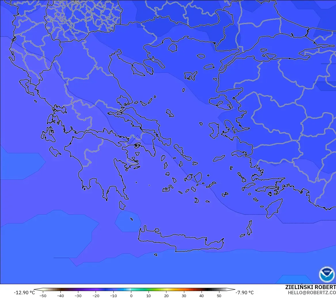 GFS model - Yunanistan, 500 hPa Sıcaklık