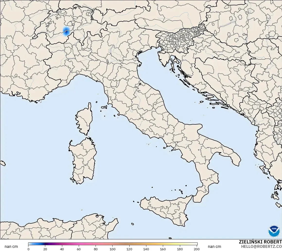 GFS model - İtalya, Kar Kalınlığı