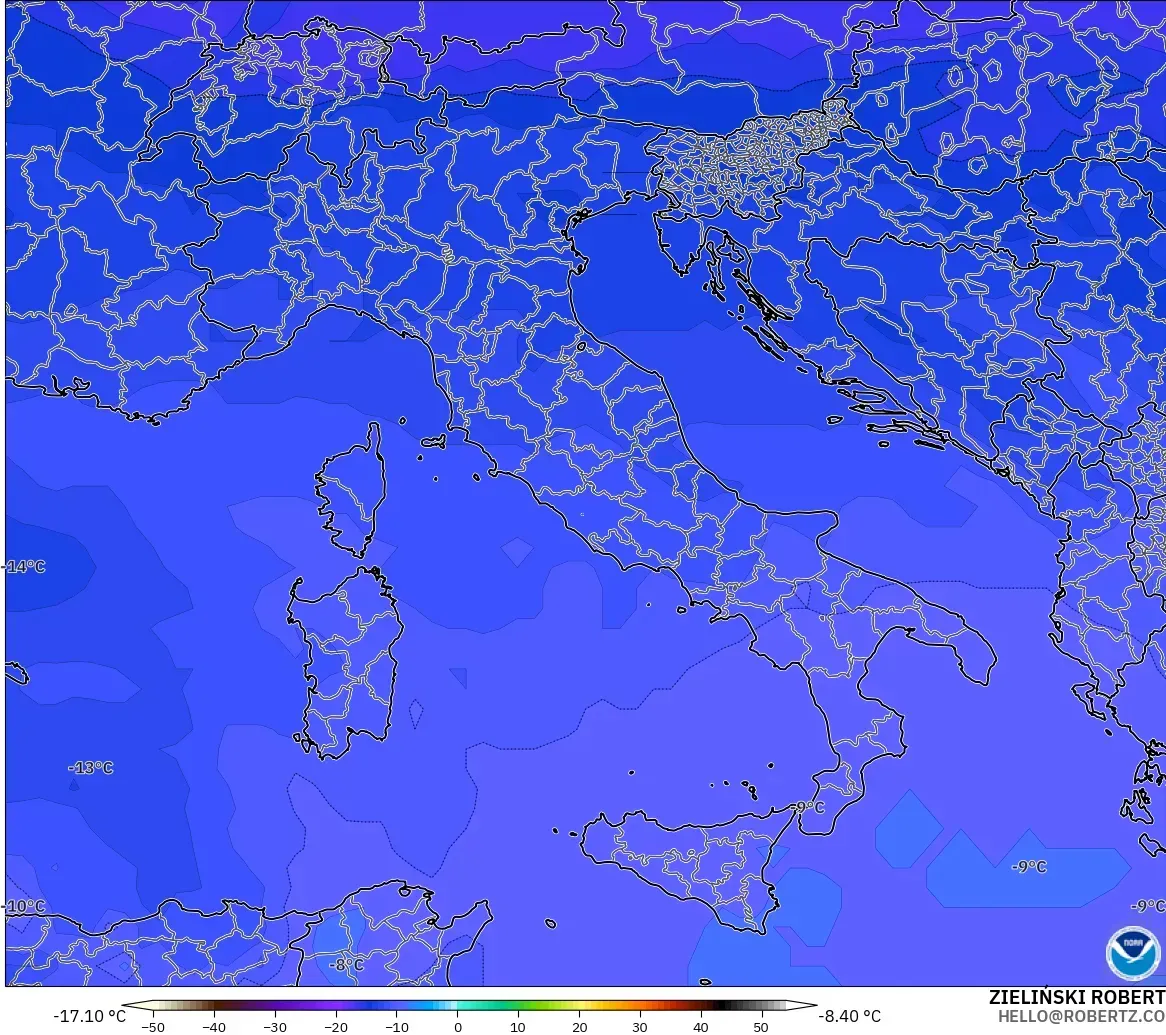 GFS model - İtalya, 500 hPa Sıcaklık