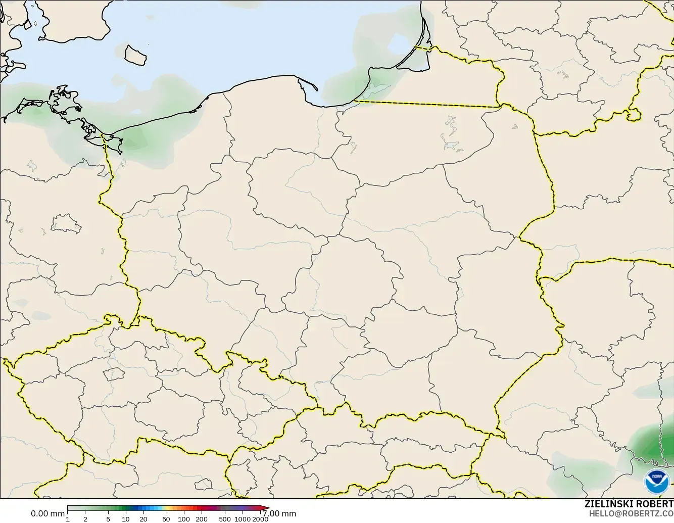 GFS model - Polonya, Yağış Birikimi