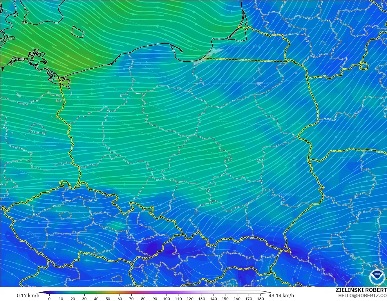 GFS model - Polonya, 10 m Rüzgâr