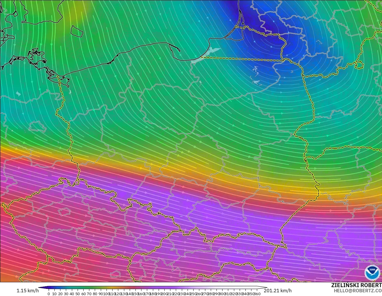 GFS model - Polonya, 300 hPa Rüzgârı (jet)