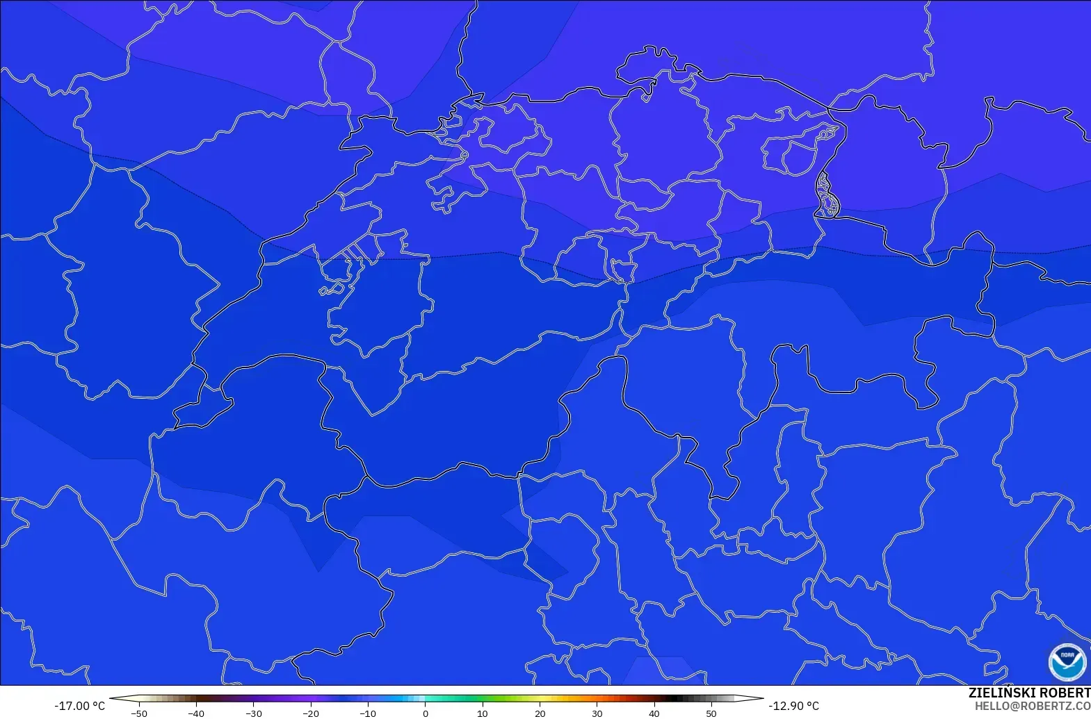 GFS model - İsviçre, 500 hPa Sıcaklık