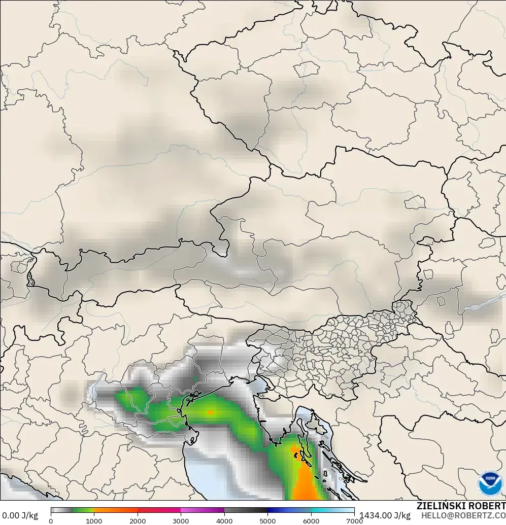 GFS model - Avusturya, CAPE