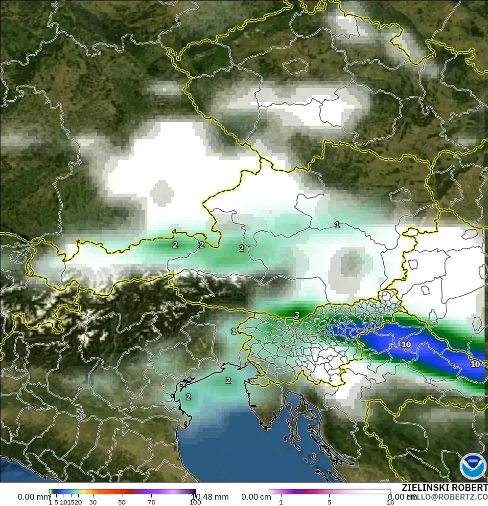 GFS model - Avusturya, Yağış, Bulut ve Basınç