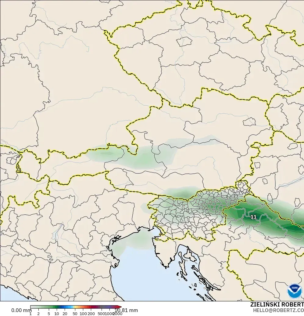 GFS model - Avusturya, Yağış Birikimi