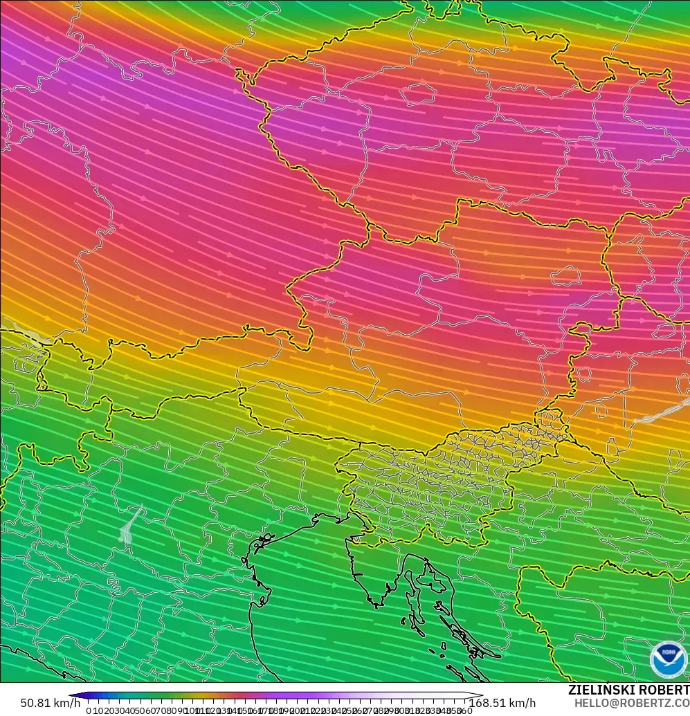 GFS model - Avusturya, 300 hPa Rüzgârı (jet)