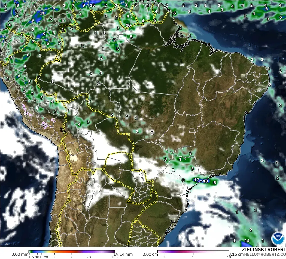 GFS model - Brezilya, Yağış, Bulut ve Basınç