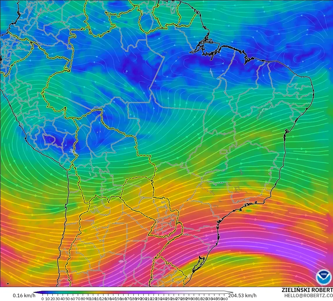 GFS model - Brezilya, 300 hPa Rüzgârı (jet)