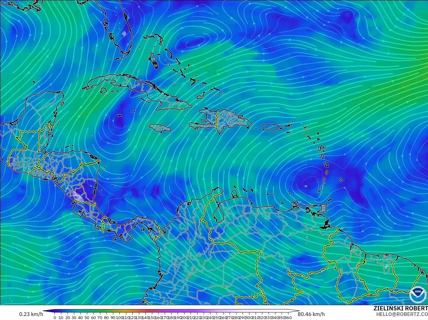 GFS model - Karayipler, 300 hPa Rüzgârı (jet)