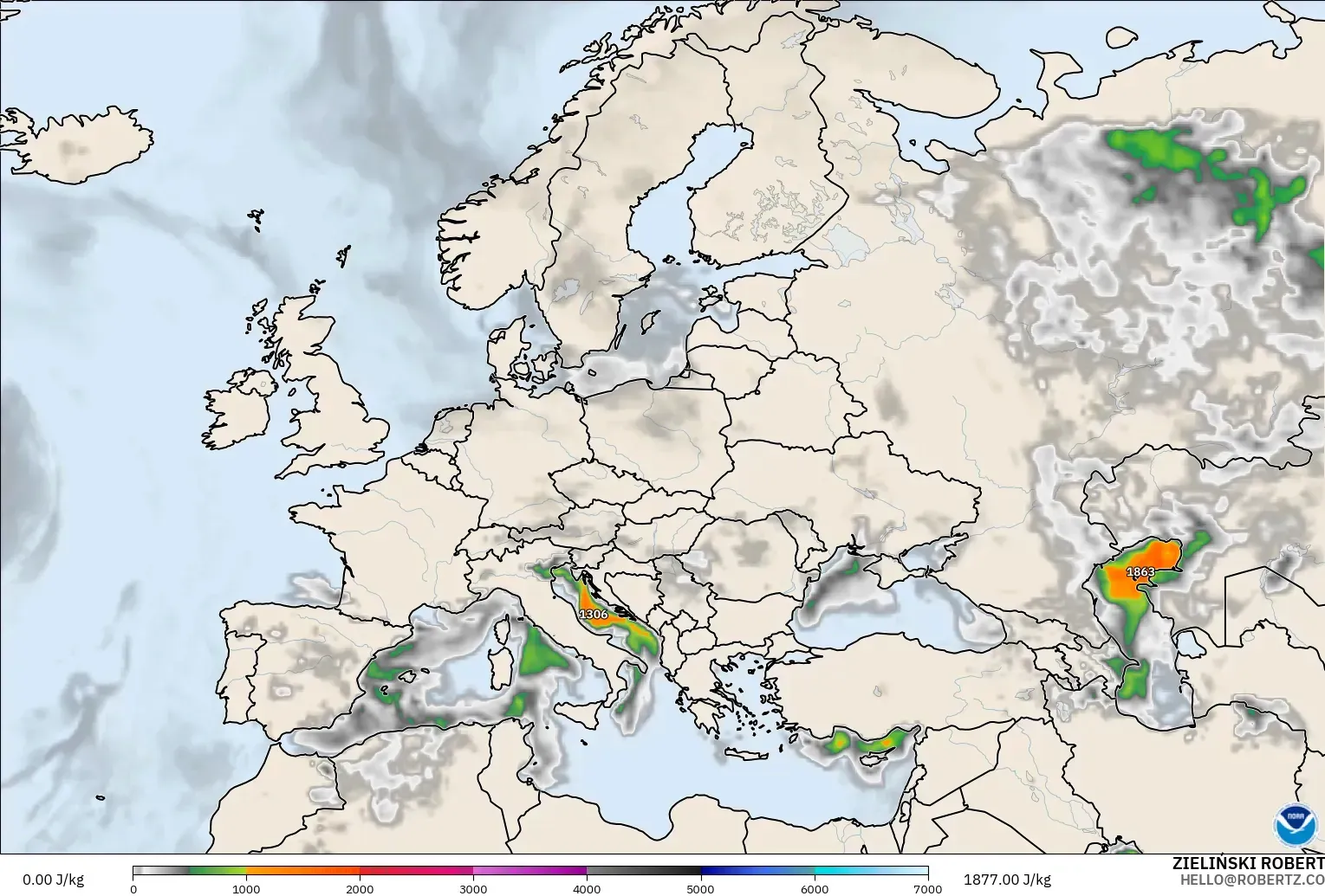GFS model - Avrupa, CAPE