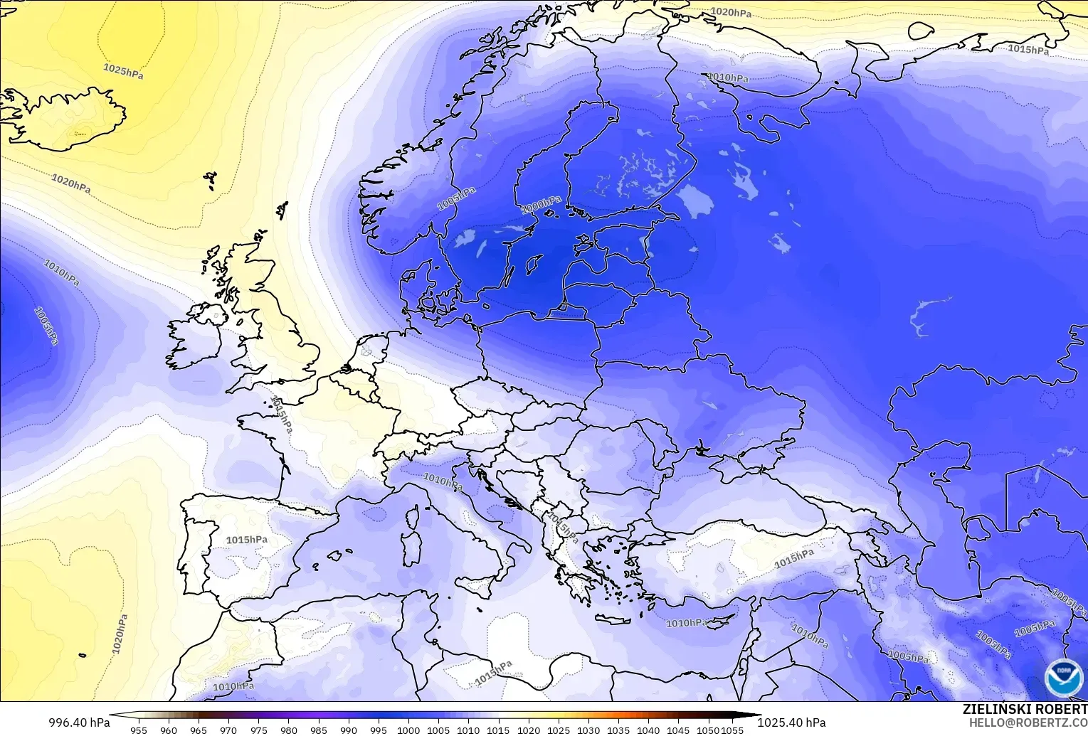 GFS model - Avrupa, Basınç