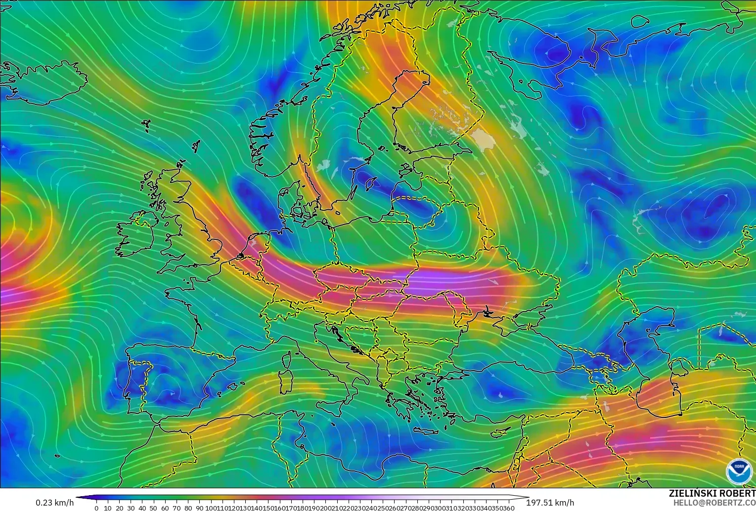 GFS model - Avrupa, 300 hPa Rüzgârı (jet)