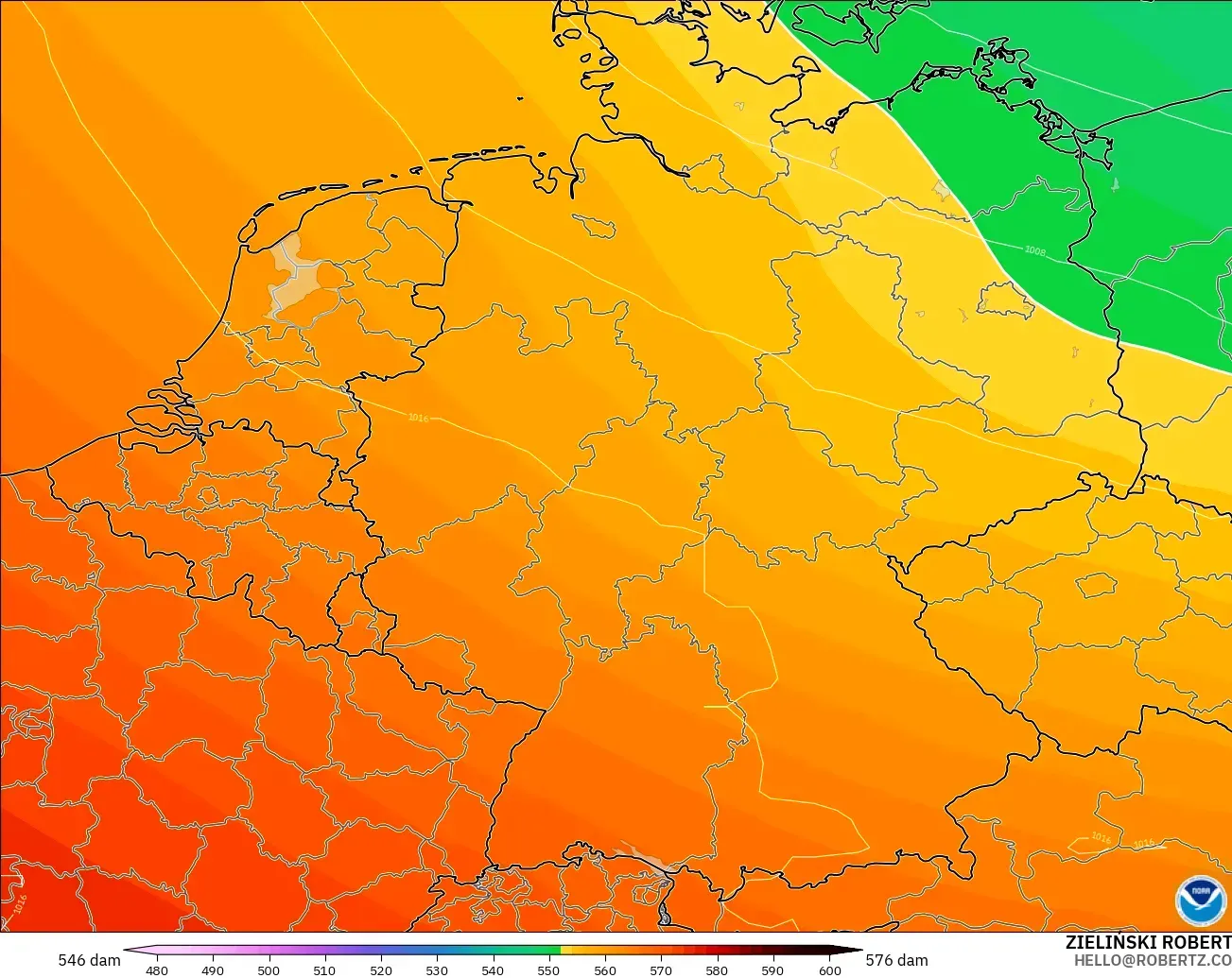 GFS model - Almanya, 500 hPa’da jeopotansiyel yükseklik