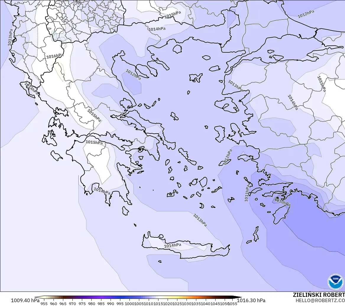 GFS model - Yunanistan, Basınç