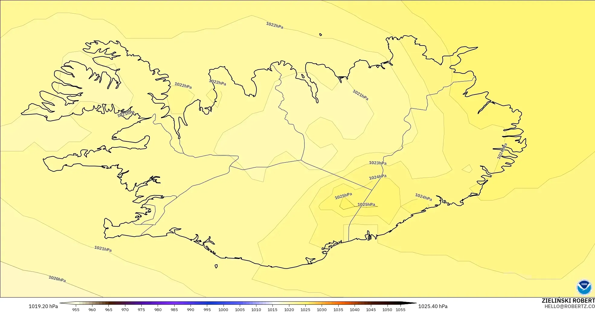 GFS model - İzlanda, Basınç