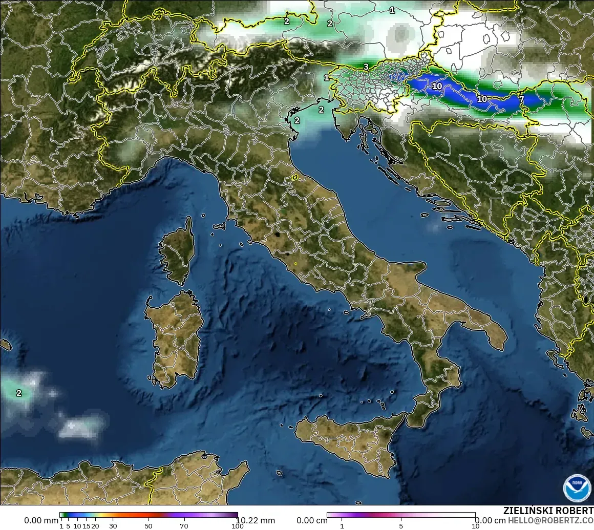 GFS model - İtalya, Yağış, Bulut ve Basınç