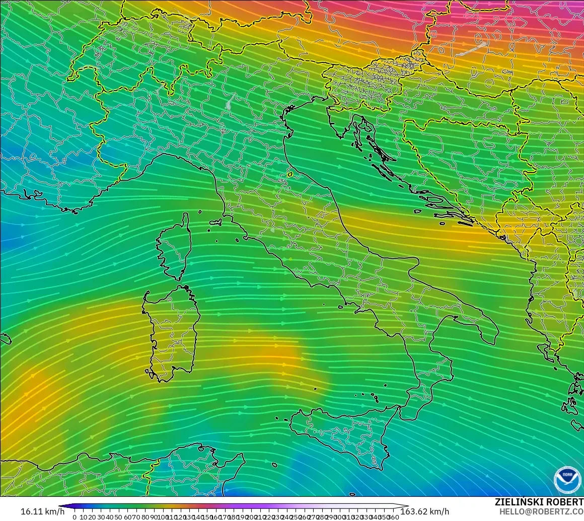 GFS model - İtalya, 300 hPa Rüzgârı (jet)