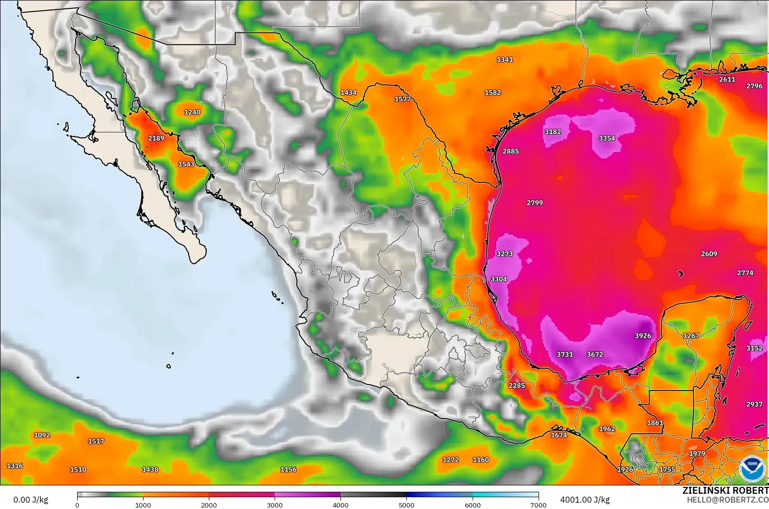 GFS model - Meksika, CAPE