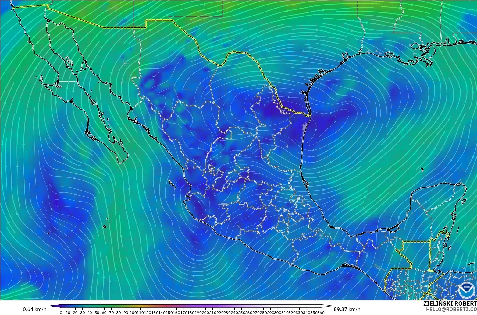 GFS model - Meksika, 300 hPa Rüzgârı (jet)