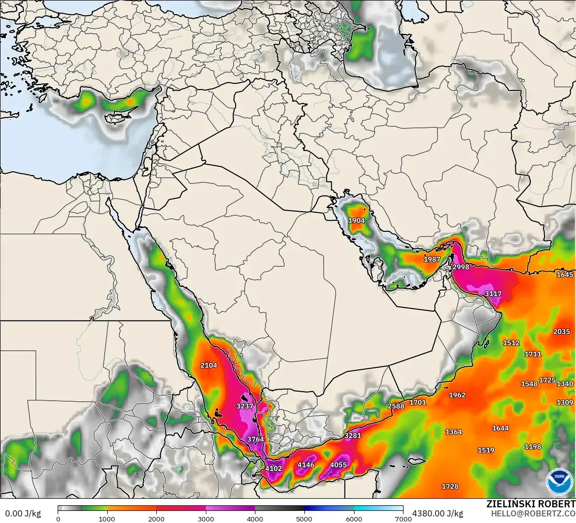 GFS model - Orta Doğu, CAPE