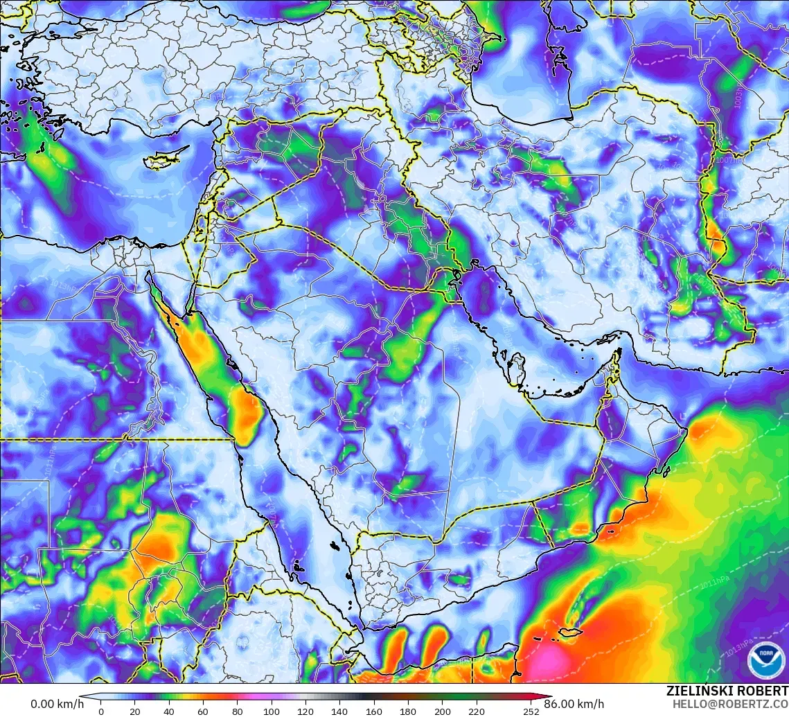 GFS model - Orta Doğu, Rüzgâr Esintileri