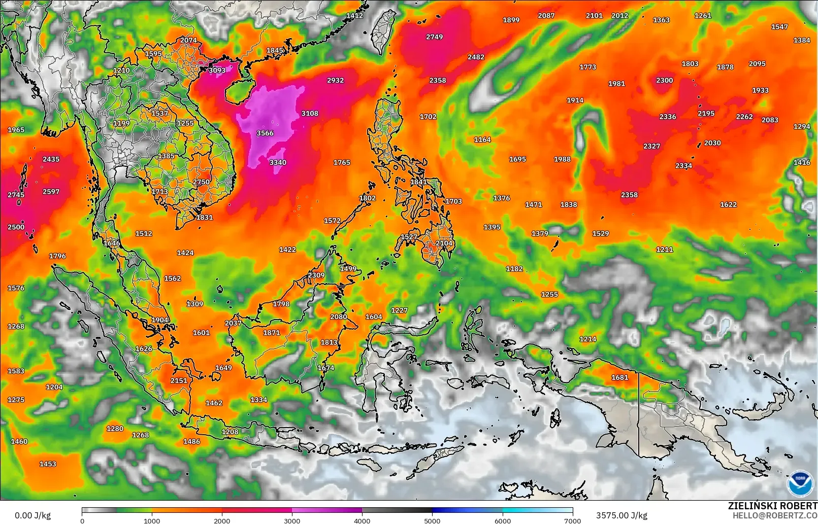 GFS model - Güneydoğu Asya, CAPE