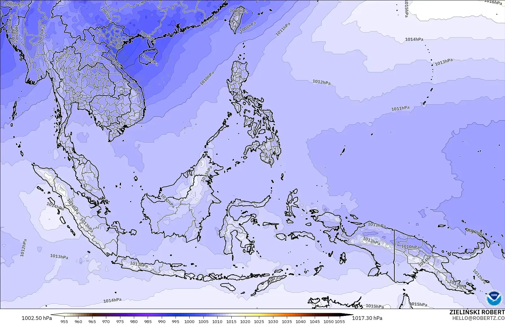 GFS model - Güneydoğu Asya, Basınç