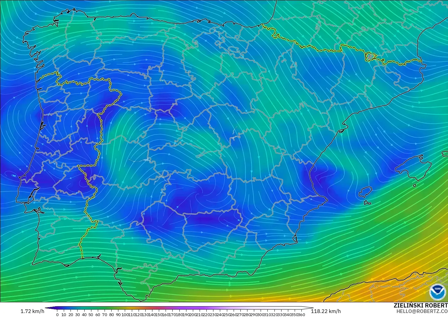 GFS model - İspanya, 300 hPa Rüzgârı (jet)
