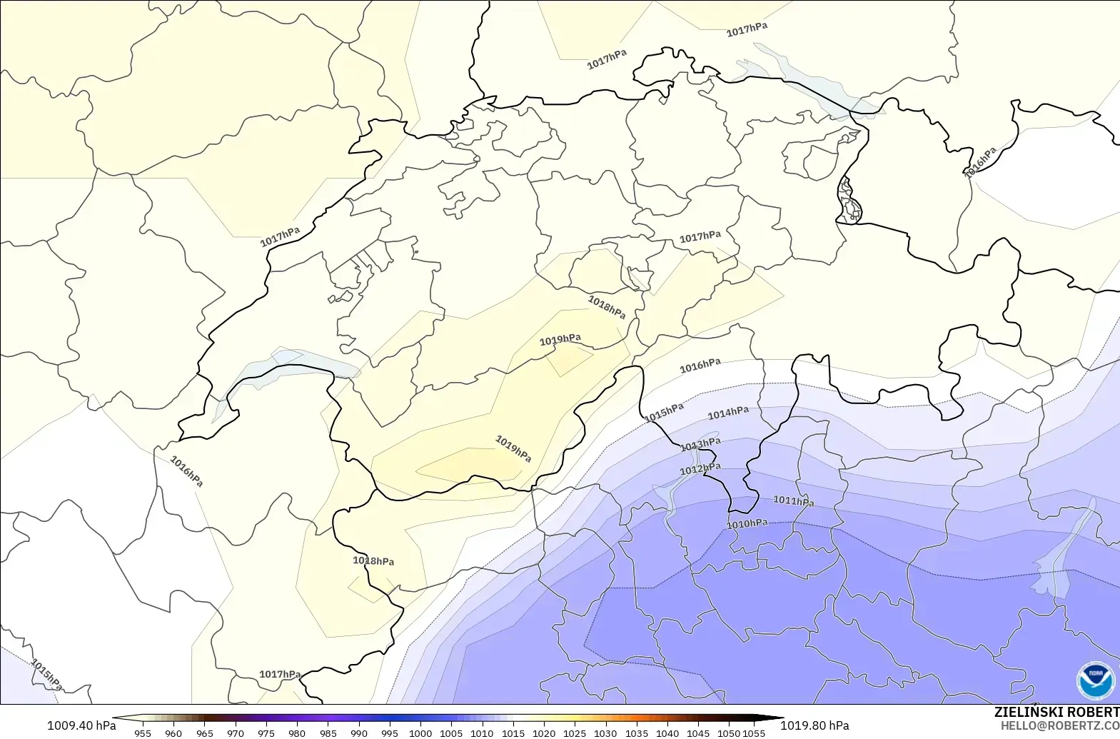 GFS model - İsviçre, Basınç